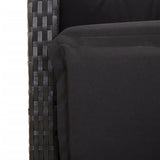 3 Piece Garden Dining Set with Cushions Black Poly Rattan - Rear View