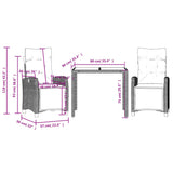 3 Piece Garden Dining Set with Cushions Black Poly Rattan