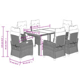 7 Piece Garden Dining Set with Cushions Black Poly Rattan - Extra Image