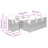 9 Piece Garden Dining Set with Cushions Grey Poly Rattan