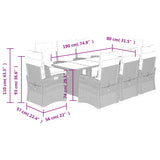9 Piece Garden Dining Set with Cushions Grey Poly Rattan - Extra Image