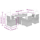 7 Piece Garden Dining Set with Cushions Black Poly Rattan