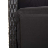 9 Piece Garden Dining Set with Cushions Black Poly Rattan - Rear View