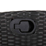 9 Piece Garden Dining Set with Cushions Black Poly Rattan - Close-Up Angle