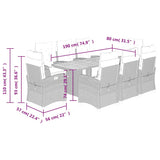 9 Piece Garden Dining Set with Cushions Black Poly Rattan - Extra Image