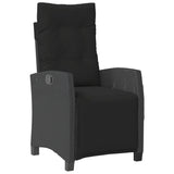 5 Piece Garden Dining Set with Cushions Black Poly Rattan - Side View