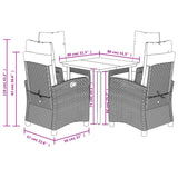 5 Piece Garden Dining Set with Cushions Black Poly Rattan
