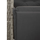 3 Piece Garden Dining Set with Cushions Grey Poly Rattan