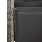 3 Piece Garden Dining Set with Cushions Grey Poly Rattan