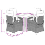 5 Piece Garden Dining Set with Cushions Grey Poly Rattan
