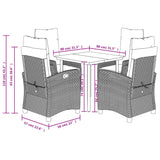 5 Piece Garden Dining Set with Cushions Grey Poly Rattan - Extra Image