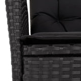 3 Piece Garden Dining Set with Cushions Black Poly Rattan - Rear View