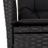 7 Piece Garden Dining Set with Cushions Black Poly Rattan - Rear View