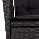 9 Piece Garden Dining Set with Cushions Black Poly Rattan - 45-Degree Angle