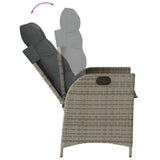 3 Piece Garden Dining Set with Cushions Grey Poly Rattan