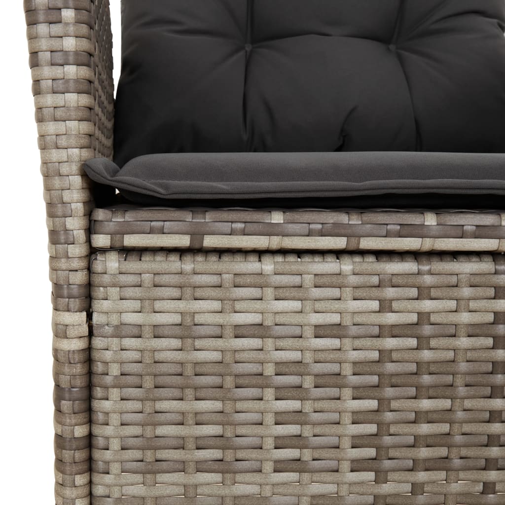 3 Piece Garden Dining Set with Cushions Grey Poly Rattan