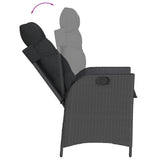 3 Piece Garden Dining Set with Cushions Black Poly Rattan