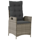 5 Piece Garden Dining Set with Cushions Grey Poly Rattan - Side View