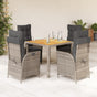 5 Piece Garden Dining Set with Cushions Grey Poly Rattan