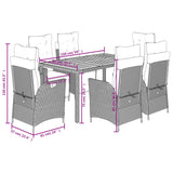 7 Piece Garden Dining Set with Cushions Grey Poly Rattan - Extra Image