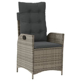 9 Piece Garden Dining Set with Cushions Grey Poly Rattan - Side View