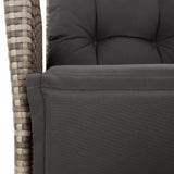 9 Piece Garden Dining Set with Cushions Grey Poly Rattan - Low Angle
