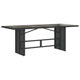 7 Piece Garden Dining Set with Cushions Black Poly Rattan - Close-Up Angle