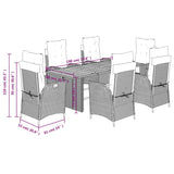 7 Piece Garden Dining Set with Cushions Black Poly Rattan