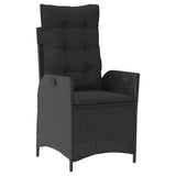 7 Piece Garden Dining Set with Cushions Black Poly Rattan - Side View