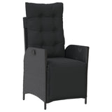 7 Piece Garden Dining Set with Cushions Black Poly Rattan - Rear View