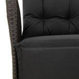 7 Piece Garden Dining Set with Cushions Black Poly Rattan - Low Angle