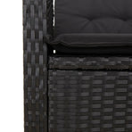 3 Piece Garden Dining Set with Cushions Black Poly Rattan