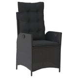 5 Piece Garden Dining Set with Cushions Black Poly Rattan - Side View