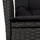 5 Piece Garden Dining Set with Cushions Black Poly Rattan - Rear View