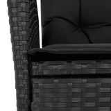 7 Piece Garden Dining Set with Cushions Black Poly Rattan - 45-Degree Angle