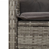5 Piece Garden Dining Set with Cushions Grey Poly Rattan - Rear View
