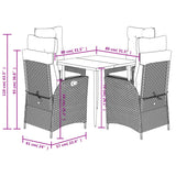5 Piece Garden Dining Set with Cushions Grey Poly Rattan - Extra Image
