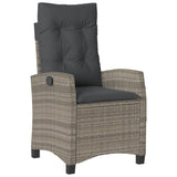 5 Piece Garden Dining Set with Cushions Grey Poly Rattan - Side View