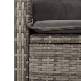 3 Piece Garden Dining Set with Cushions Grey Poly Rattan