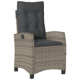 5 Piece Garden Dining Set with Cushions Grey Poly Rattan - Side View