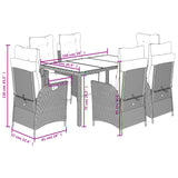 7 Piece Garden Dining Set with Cushions Black Poly Rattan - Extra Image