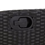 7 Piece Garden Dining Set with Cushions Black Poly Rattan - Close-Up Angle