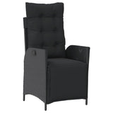 9 Piece Garden Dining Set with Cushions Black Poly Rattan - Side View