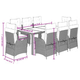 9 Piece Garden Dining Set with Cushions Black Poly Rattan