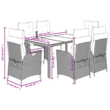 7 Piece Garden Dining Set with Cushions Grey Poly Rattan - Extra Image