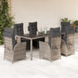 9 Piece Garden Dining Set with Cushions Grey Poly Rattan