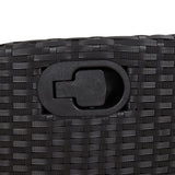 5 Piece Garden Dining Set with Cushions Black Poly Rattan - Close-Up Angle