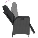 7 Piece Garden Dining Set with Cushions Black Poly Rattan - 45-Degree Angle