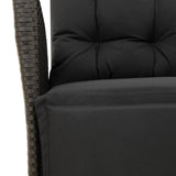 7 Piece Garden Dining Set with Cushions Black Poly Rattan - Low Angle