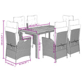 7 Piece Garden Dining Set with Cushions Grey Poly Rattan - Extra Image